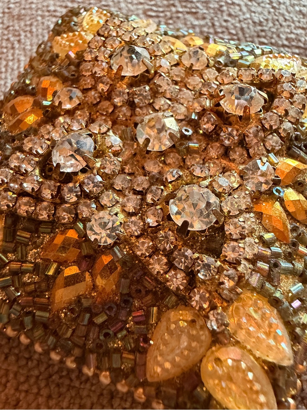 Rhinestone Encrusted Gold Trinket Box - Picture 3 of 8